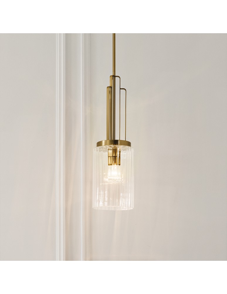 Classic pendant lamps - Quintiesse Kimrose small pendant lamp - 1 light source - Brushed natural brass Elstead Lighting QN-KIMROSE-MP - product kolory-swiatla.pl 7