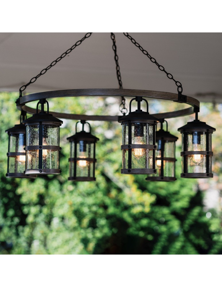 Quintiesse Latarnia wisząca Lakehouse - 6 źródeł światła IP44 Elstead Lighting QN-LAKEHOUSE6-P-DZ