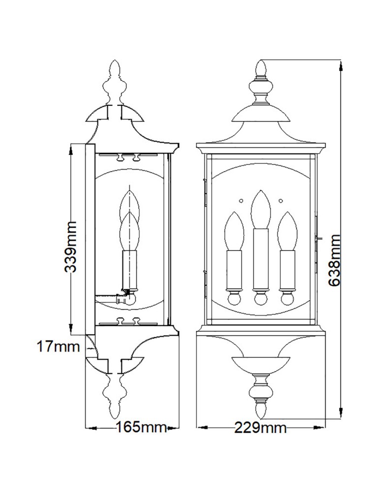 Outdoor wall lamps - Quintiesse Large Market Square wall lantern - 3 light sources IP44 Elstead Lighting QN-MARKET-SQUARE-L - product kolory-swiatla.pl 6