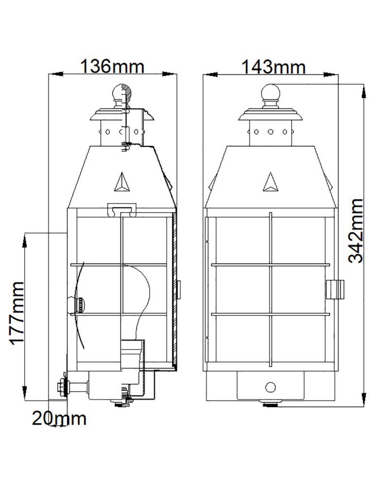 Outdoor wall lamps - Quintiesse Nantucket medium wall lantern - 1 light source IP44 Elstead Lighting QN-NANTUCKET-M-AS - product kolory-swiatla.pl 5