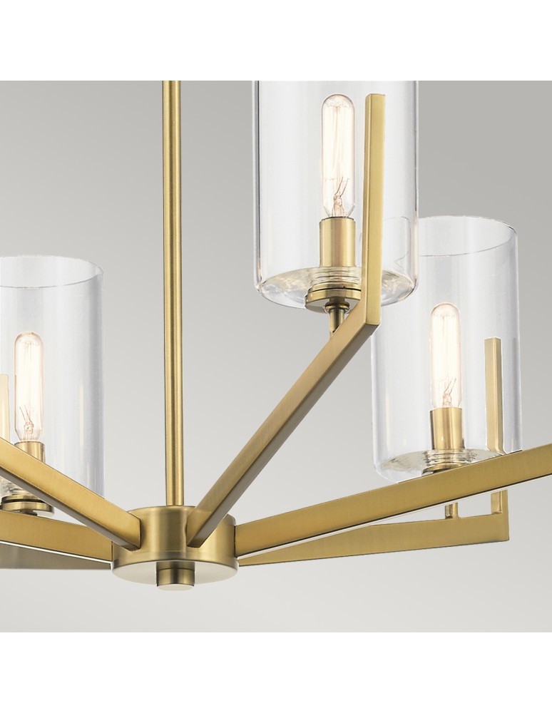 Modern chandeliers - Quintiesse Nye Chandelier - 6 light sources - Brushed natural brass Elstead Lighting QN-NYE6-BNB - product kolory-swiatla.pl 3