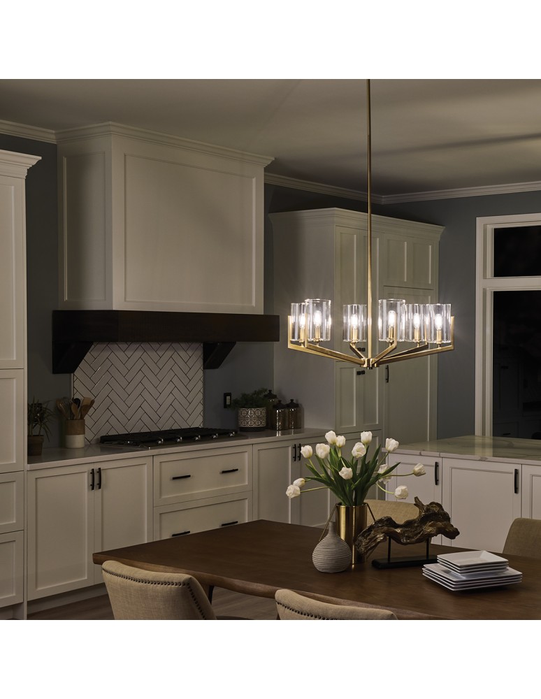 Modern chandeliers - Quintiesse Nye Chandelier - 6 light sources - Brushed natural brass Elstead Lighting QN-NYE6-BNB - product kolory-swiatla.pl 7