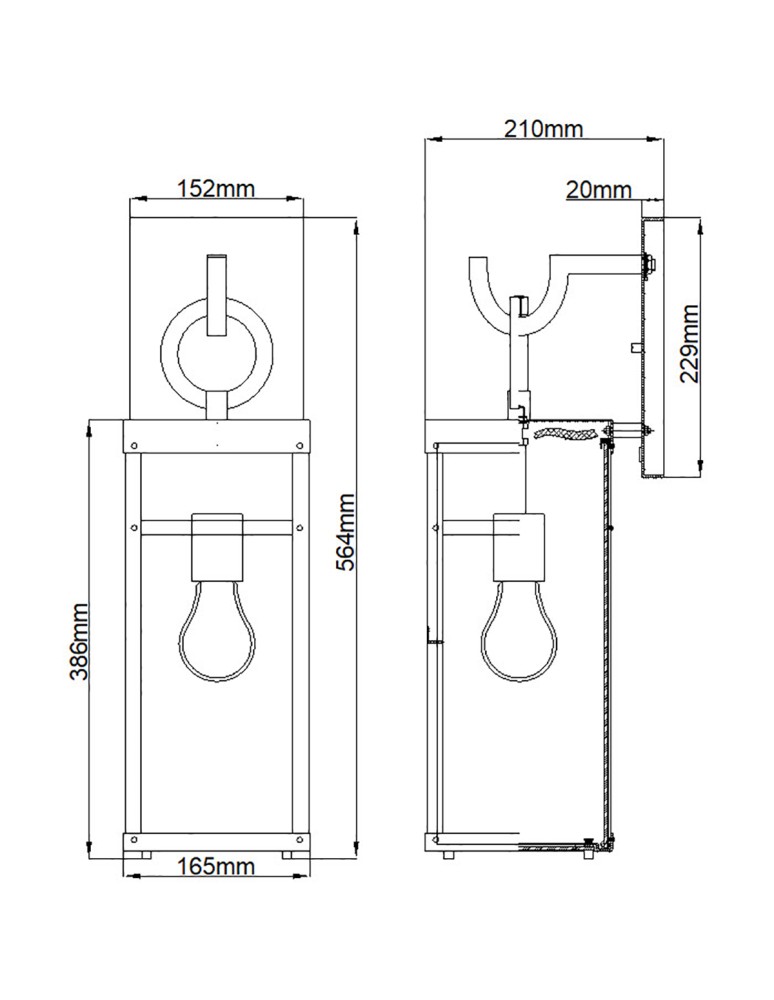 Outdoor wall lamps - Quintiesse Porter large wall lantern - 1 light source IP44 Elstead Lighting QN-PORTER-L-DZ - product kolory-swiatla.pl 5
