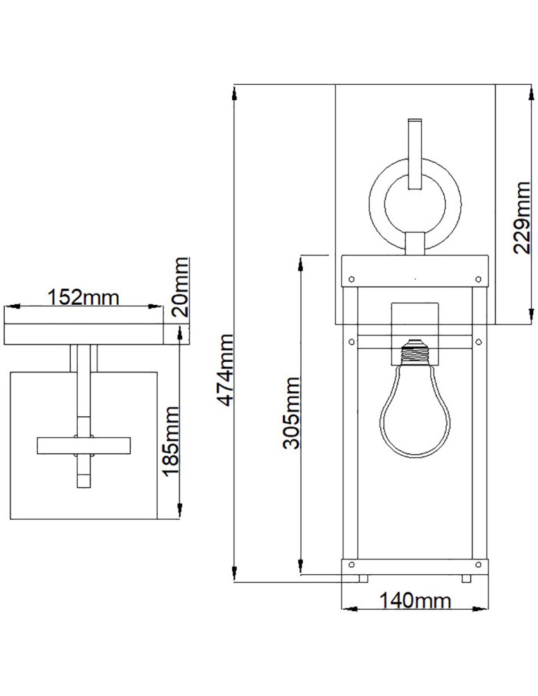 Outdoor wall lamps - Quintiesse Porter medium wall lantern - 1 light source IP44 Elstead Lighting QN-PORTER-M-DZ - product kolory-swiatla.pl 5