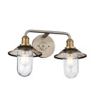 Bathroom wall lamps - Quintiesse Rigby wall lamp - 2 light sources - Antique nickel / Old brass IP44 Elstead Lighting QN-RIGBY2-BATH-AN - product 1
