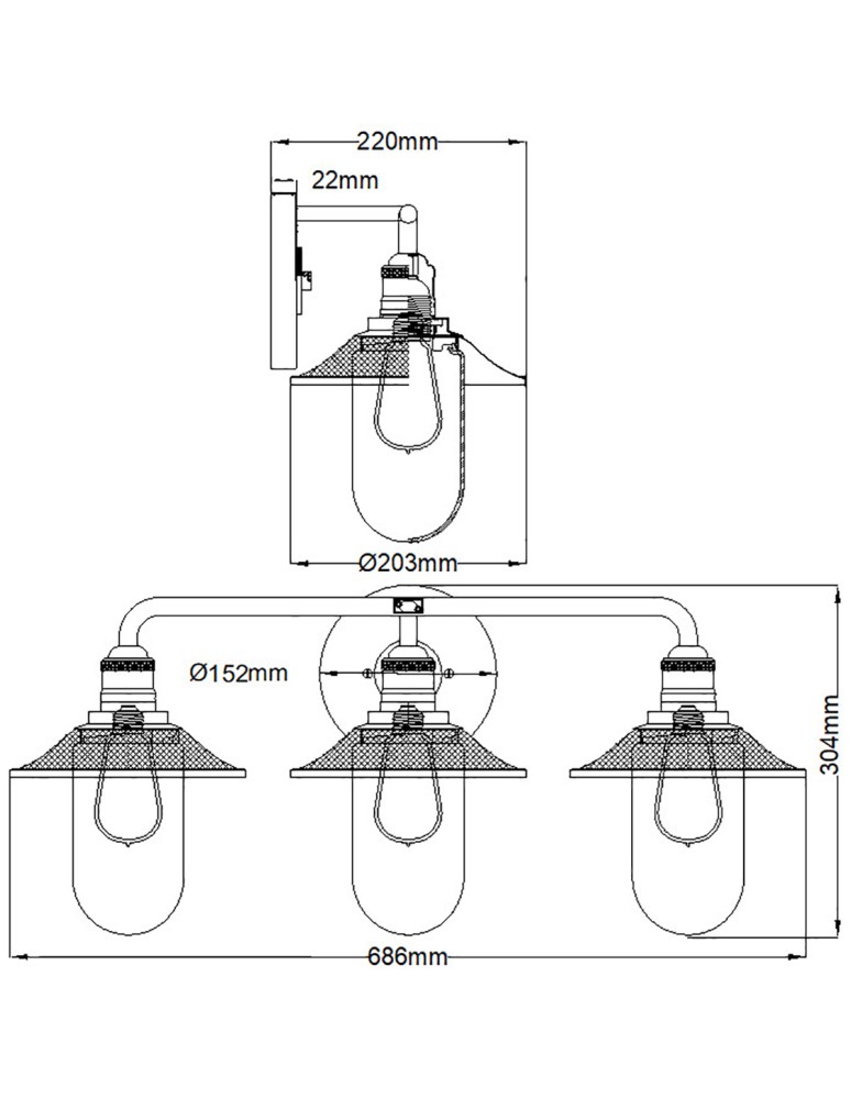 Bathroom wall lamps - Quintiesse Rigby wall lamp - 3 light sources - Polished chrome IP44 Elstead Lighting QN-RIGBY3-BATH-PC - product kolory-swiatla.pl 6