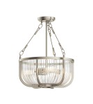 Retro pendant lamps - Quintiesse Roux Pendant Lamp / Semi-Plaf - 3 light sources - Brushed Nickel Elstead Lighting QN-ROUX3-BN - product 5