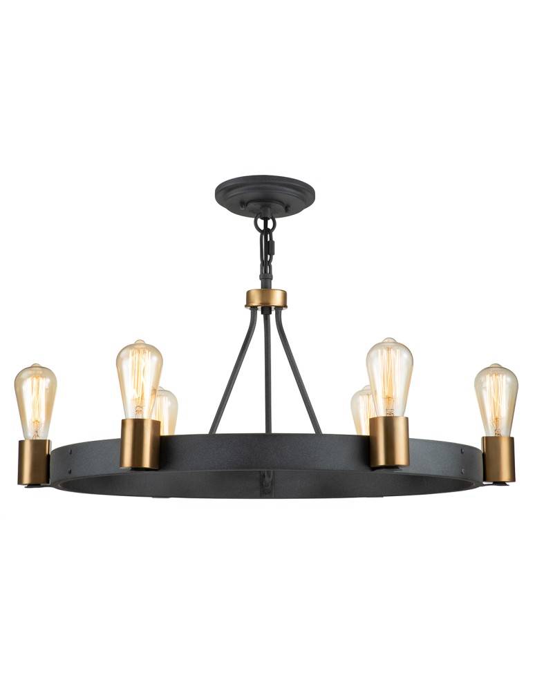Rustic pendant lamps - Quintiesse Silas Pendant Lamp / Semi-Plafond - 6 light sources Elstead Lighting QN-SILAS-6P-DZ - product kolory-swiatla.pl 6