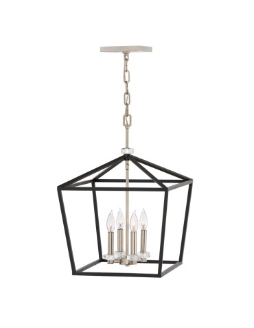 Quintiesse Lampa wisząca / Półplafon Stinson - 4 źródła światła - Czarny / Polerowany nikiel Elstead Lighting QN-STINSON