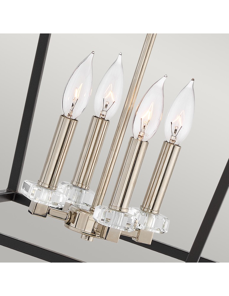 Retro pendant lamps - Quintiesse Stinson Pendant Lamp / Semi-Plafond - 4 light sources - Black / Polished Nickel Elstead Lighting QN-STINSON - product kolory-swiatla.pl 4