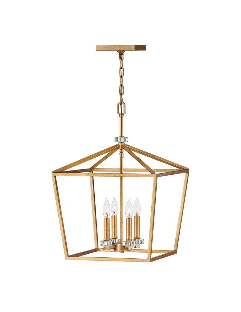 Quintiesse Lampa wisząca / Półplafon Stinson - 4 źródła światła - Postarzany mosiądz Elstead Lighting QN-STINSON-4P-L-D