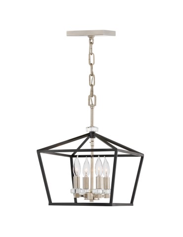 Quintiesse Medium pendant lamp / Stinson semi-flame - 4 light sources - Black / Polished Nickel Elstead Lighting Q