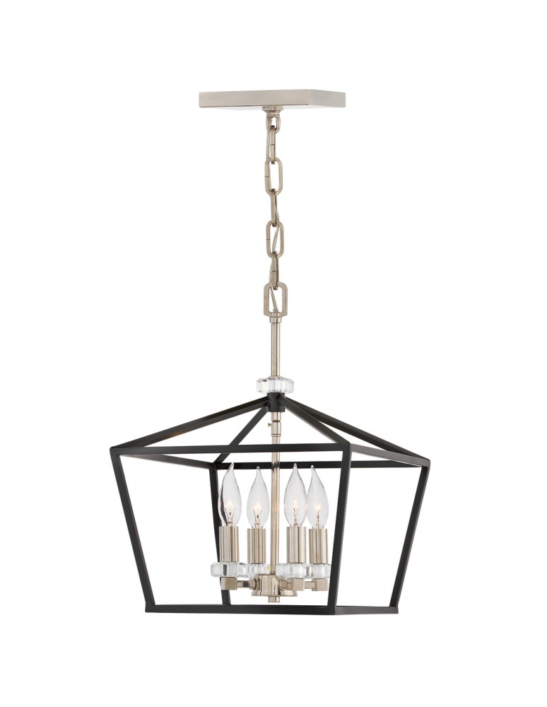 Quintiesse Średnia lampa wisząca / Półplafon Stinson - 4 źródła światła - Czarny / Polerowany nikiel Elstead Lighting Q