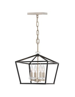 Quintiesse Medium pendant lamp / Stinson semi-flame - 4 light sources - Black / Polished Nickel Elstead Lighting Q