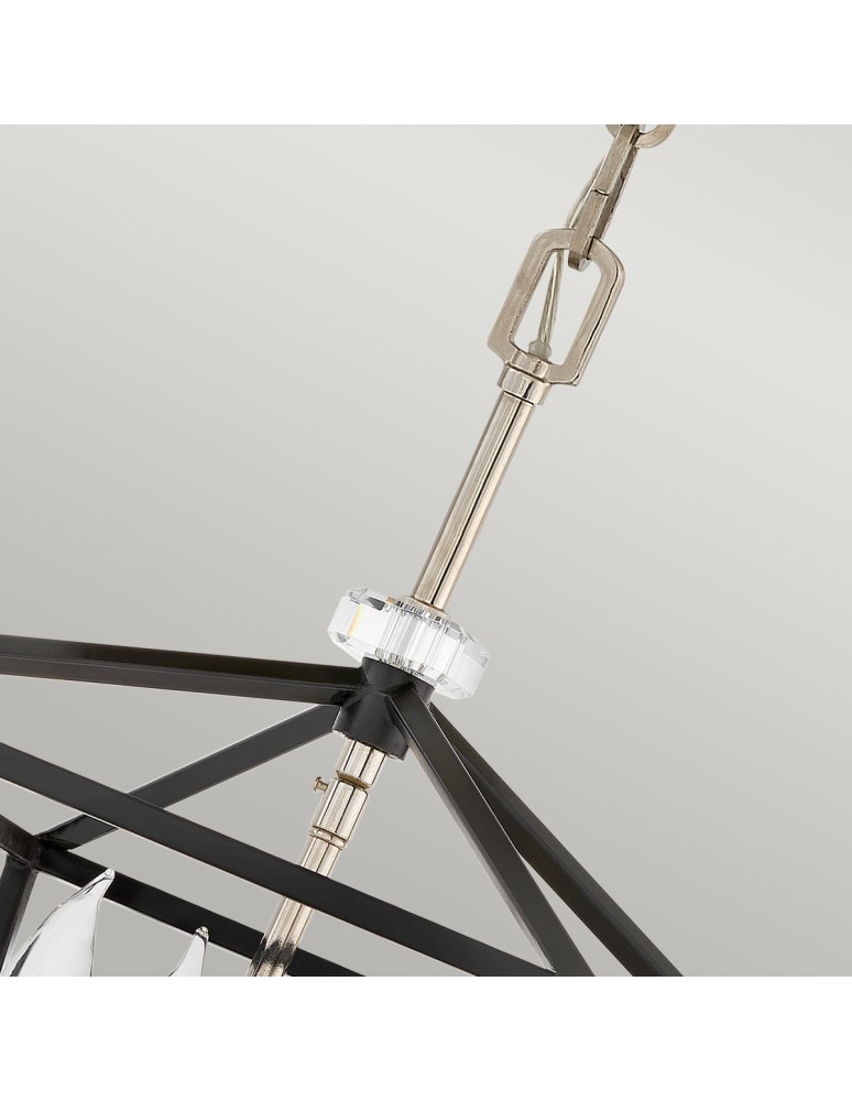 Quintiesse Średnia lampa wisząca / Półplafon Stinson - 4 źródła światła - Czarny / Polerowany nikiel Elstead Lighting Q