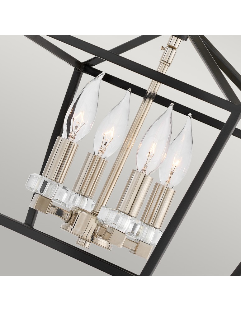 Quintiesse Średnia lampa wisząca / Półplafon Stinson - 4 źródła światła - Czarny / Polerowany nikiel Elstead Lighting Q