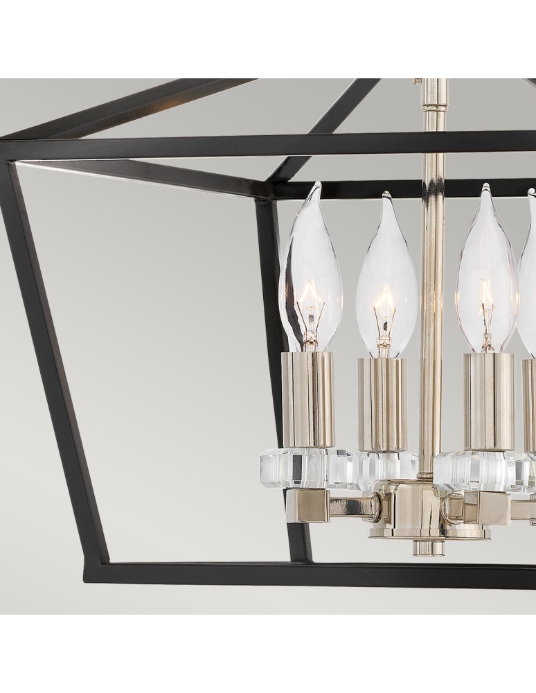 Retro pendant lamps - Quintiesse Medium pendant lamp / Stinson semi-flame - 4 light sources - Black / Polished Nickel Elstead Lighting Q - product kolory-swiatla.pl 5