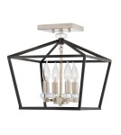 Retro pendant lamps - Quintiesse Medium pendant lamp / Stinson semi-flame - 4 light sources - Black / Polished Nickel Elstead Lighting Q - product 6