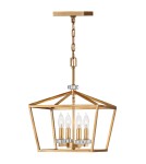 Quintiesse Średnia lampa wisząca / Półplafon Stinson - 4 źródła światła - Postarzany mosiądz Elstead Lighting QN-STINS