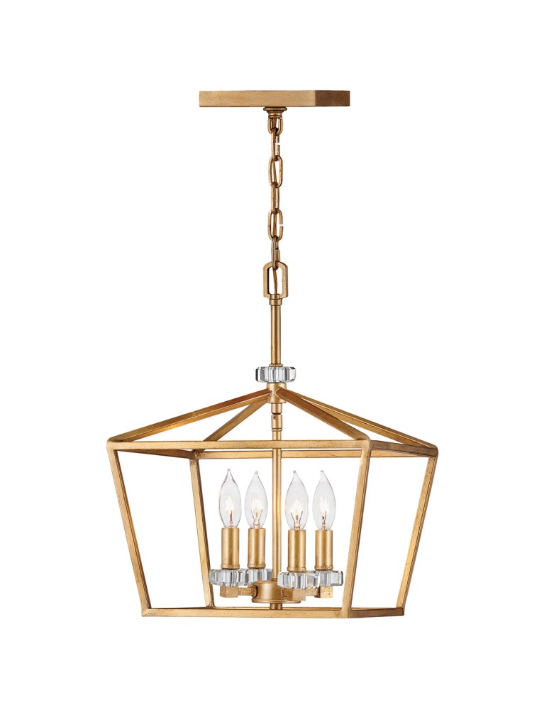 Retro pendant lamps - Quintiesse Medium pendant lamp / Stinson semi-flame - 4 light sources - Aged brass Elstead Lighting QN-STINS - product kolory-swiatla.pl 1