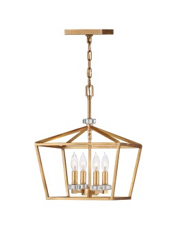 Quintiesse Medium pendant lamp / Stinson semi-flame - 4 light sources - Aged brass Elstead Lighting QN-STINS