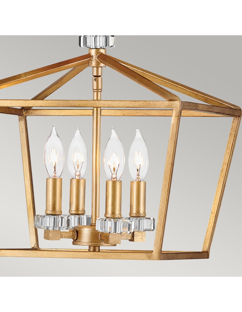 Quintiesse Średnia lampa wisząca / Półplafon Stinson - 4 źródła światła - Postarzany mosiądz Elstead Lighting QN-STINS