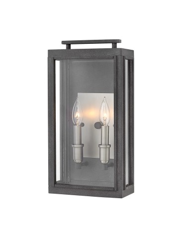 Quintiesse Sutcliffe wall lantern - 2 light sources - Aged Zinc / Antique Nickel IP44 Elstead Lighting QN-SU