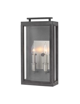 Quintiesse Sutcliffe wall lantern - 2 light sources - Aged Zinc / Antique Nickel IP44 Elstead Lighting QN-SU