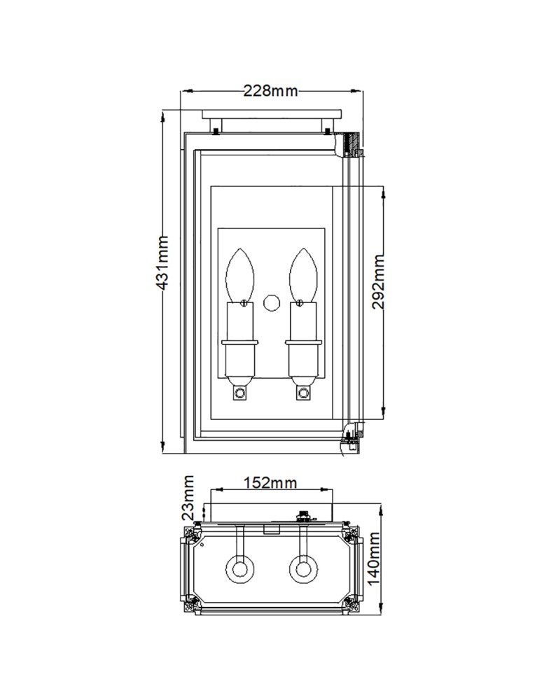 Quintiesse Latarnia naścienna Sutcliffe - 2 źródła światła - Postarzany cynk / Antyczny nikiel IP44 Elstead Lighting QN-SU