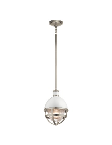 Quintiesse Tollis small pendant lamp - 1 light source - Brushed Nickel / White Elstead Lighting QN-TOLLIS-MP-BN