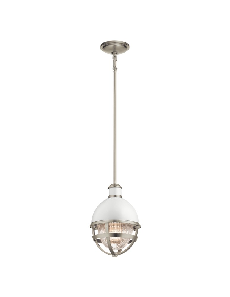 Loft pendant lamps - Quintiesse Tollis small pendant lamp - 1 light source - Brushed Nickel / White Elstead Lighting QN-TOLLIS-MP-BN - product kolory-swiatla.pl 1