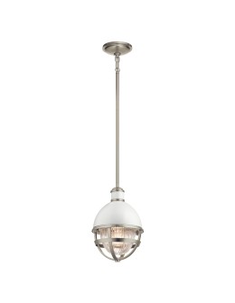 Quintiesse Tollis small pendant lamp - 1 light source - Brushed Nickel / White Elstead Lighting QN-TOLLIS-MP-BN