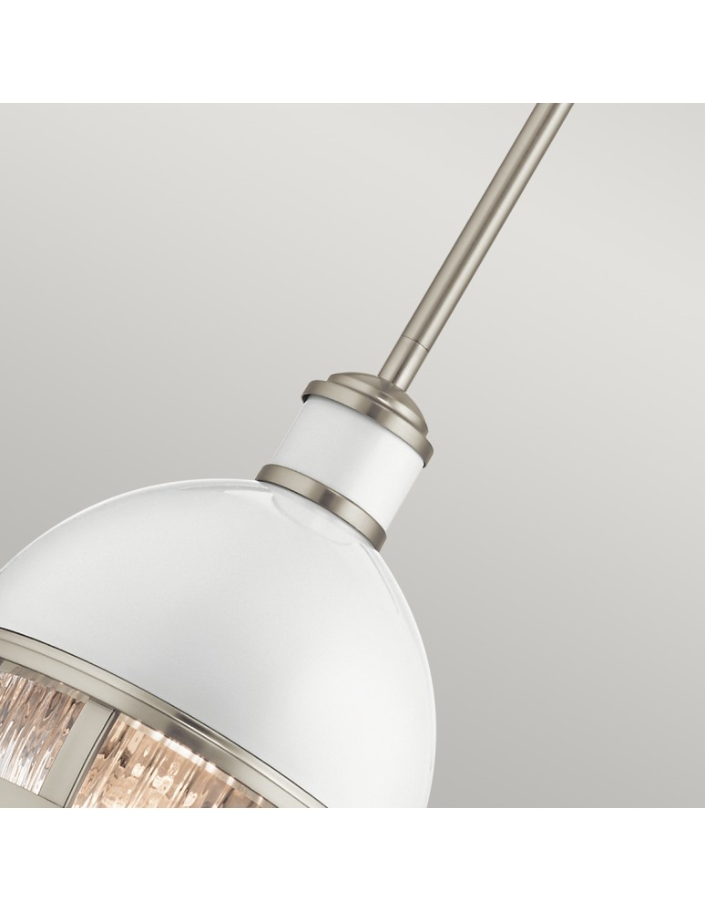Quintiesse Mała lampa wisząca Tollis - 1 źródło światła - Szczotkowany nikiel / Biel Elstead Lighting QN-TOLLIS-MP-BN