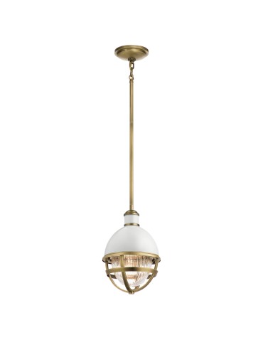 Quintiesse Tollis small pendant lamp - 1 light source - Natural brass / White Elstead Lighting QN-TOLLIS-MP-NBR