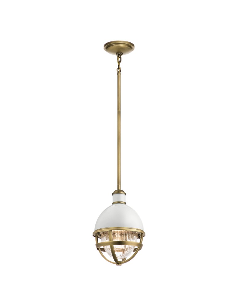 Loft pendant lamps - Quintiesse Tollis small pendant lamp - 1 light source - Natural brass / White Elstead Lighting QN-TOLLIS-MP-NBR - product kolory-swiatla.pl 1