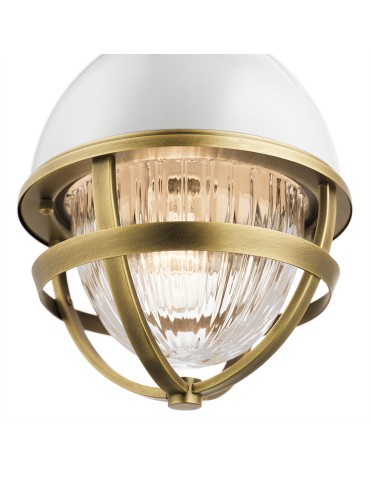Quintiesse Mała lampa wisząca Tollis - 1 źródło światła - Naturalny mosiądz / Biel Elstead Lighting QN-TOLLIS-MP-NBR - produkt 2