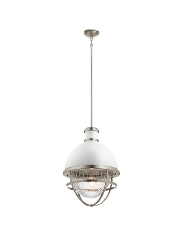 Quintiesse Lampa wisząca Tollis - 1 źródło światła - Szczotkowany nikiel / Biel Elstead Lighting QN-TOLLIS-P-BN