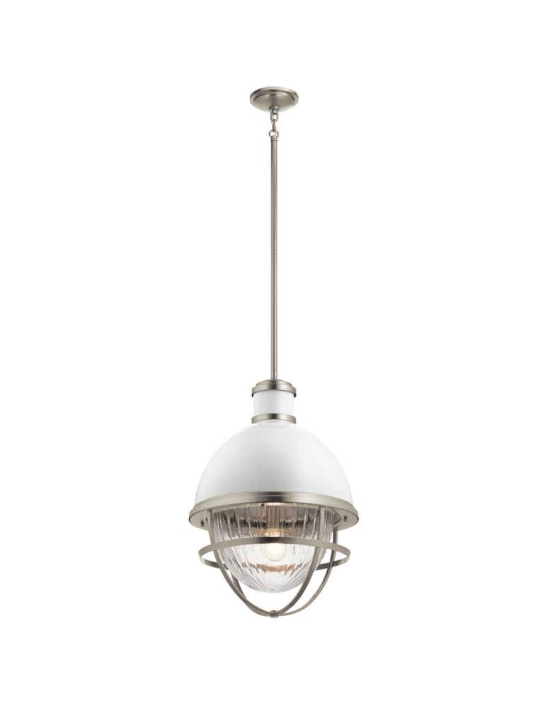 Quintiesse Lampa wisząca Tollis - 1 źródło światła - Szczotkowany nikiel / Biel Elstead Lighting QN-TOLLIS-P-BN