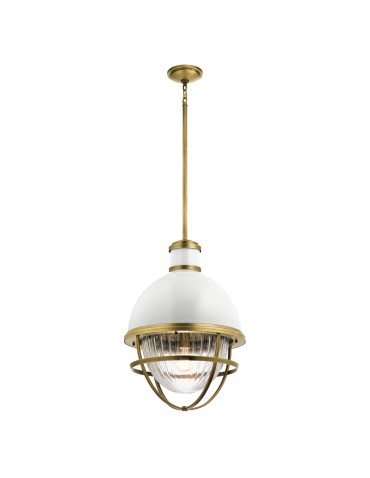 Quintiesse Lampa wisząca Tollis - 1 źródło światła - Naturalny mosiądz / Biel Elstead Lighting QN-TOLLIS-P-NBR