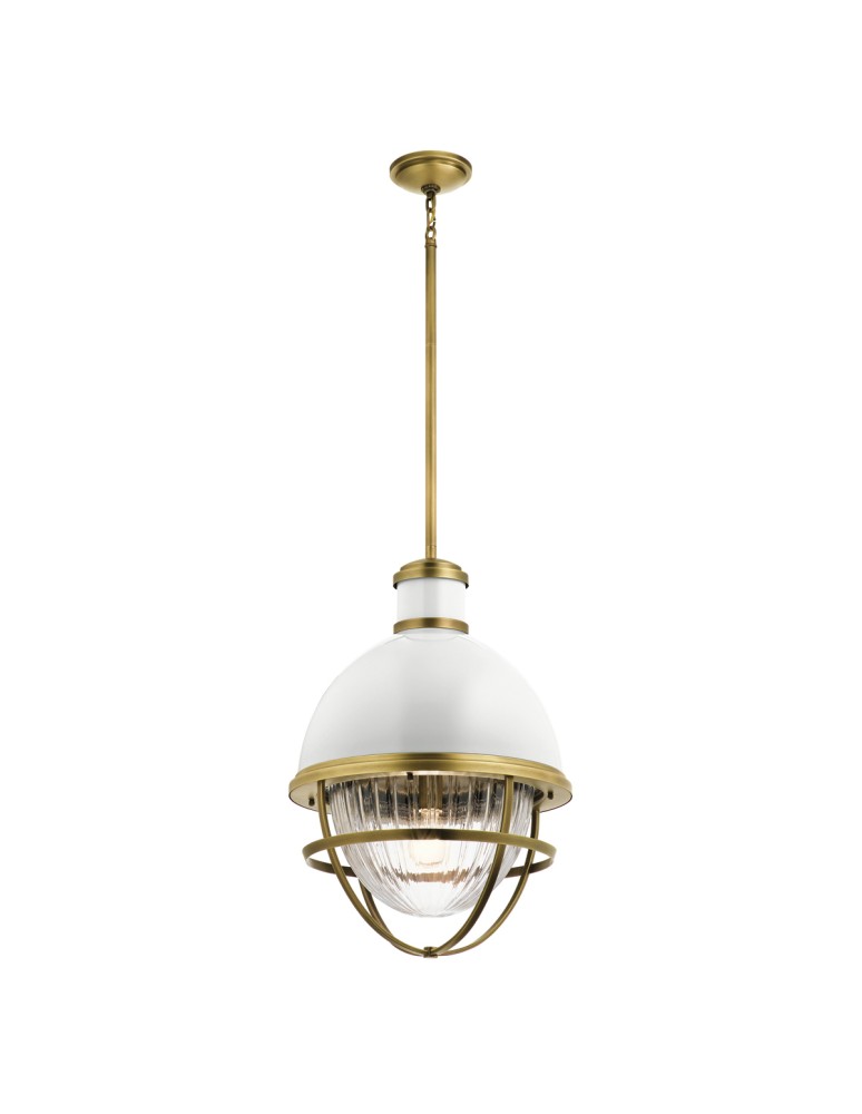 Loft pendant lamps - Quintiesse Tollis pendant lamp - 1 light source - Natural brass / White Elstead Lighting QN-TOLLIS-P-NBR - product kolory-swiatla.pl 1