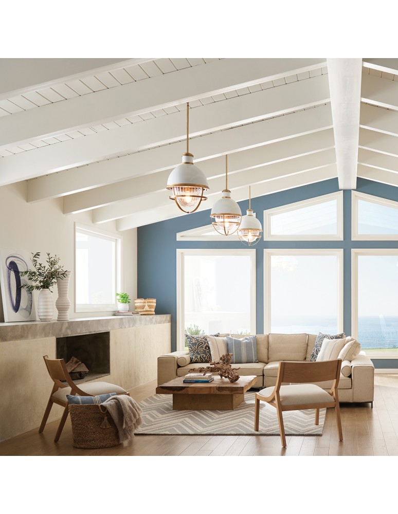 Quintiesse Lampa wisząca Tollis - 1 źródło światła - Naturalny mosiądz / Biel Elstead Lighting QN-TOLLIS-P-NBR