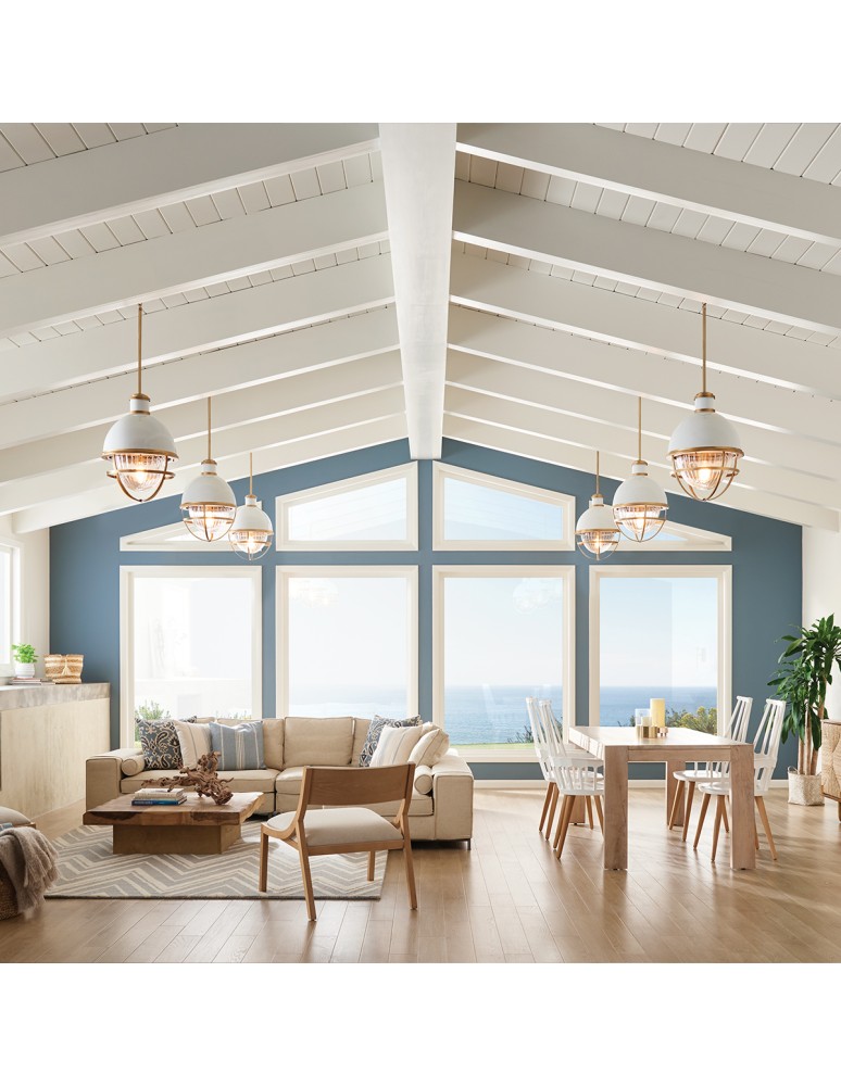 Quintiesse Lampa wisząca Tollis - 1 źródło światła - Naturalny mosiądz / Biel Elstead Lighting QN-TOLLIS-P-NBR