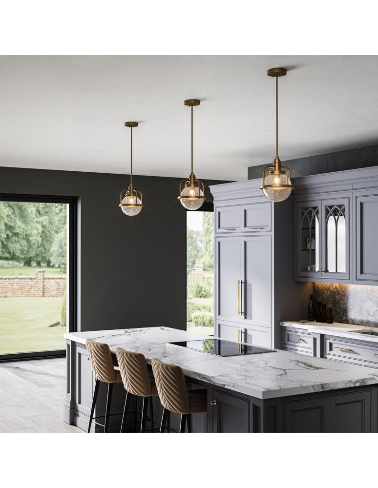 Quintiesse Lampa wisząca / Półplafon Triocent - 1 źródło światła - Naturalny mosiądz IP44 Elstead Lighting QN-TRIOCENT-