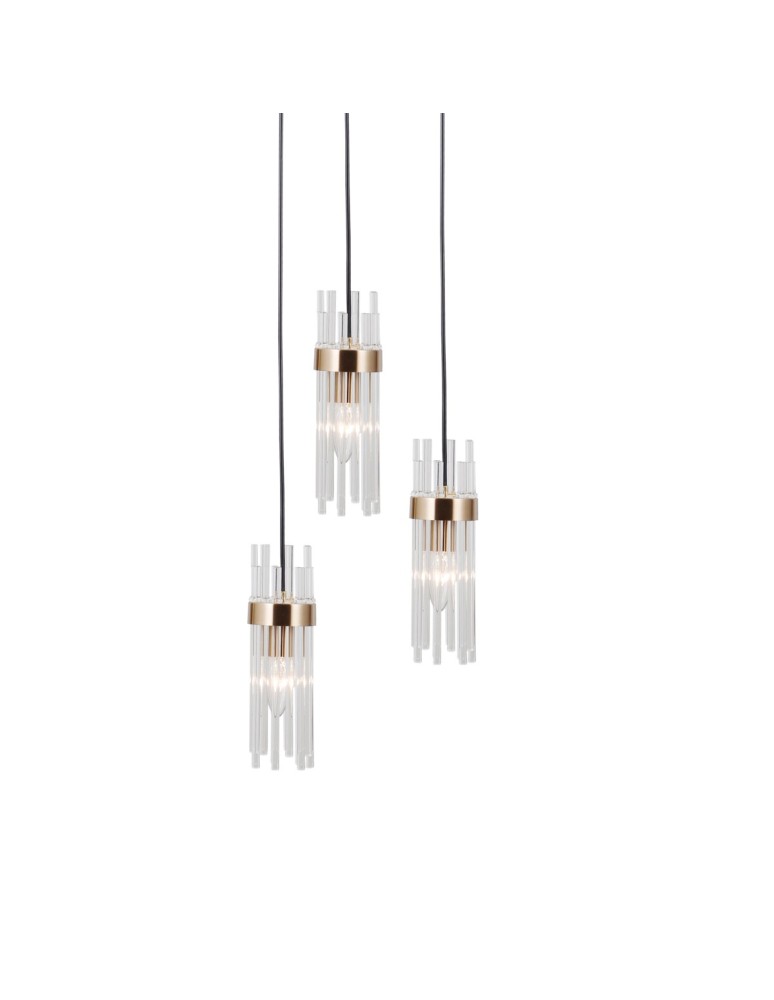 Triple pendant lamps - ITALUX Taraso Pendant 3xE14 40W Matte Black, Gold PND-40760-3-BK-HBR - product kolory-swiatla.pl 2