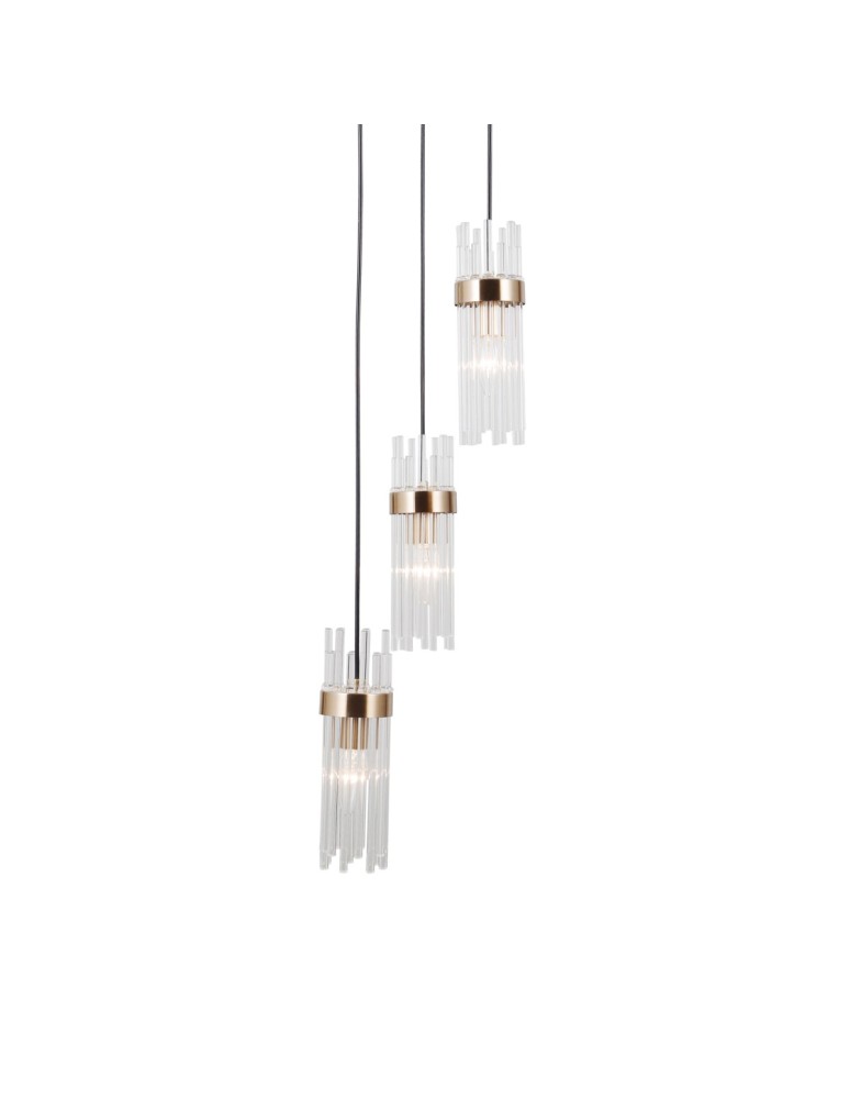 Triple pendant lamps - ITALUX Taraso Pendant 3xE14 40W Matte Black, Gold PND-40760-3-BK-HBR - product kolory-swiatla.pl 3