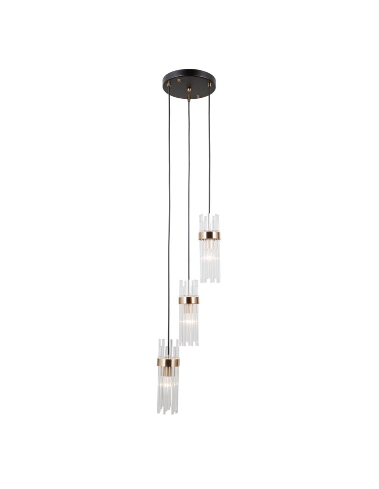 Triple pendant lamps - ITALUX Taraso Pendant 3xE14 40W Matte Black, Gold PND-40760-3-BK-HBR - product kolory-swiatla.pl 1