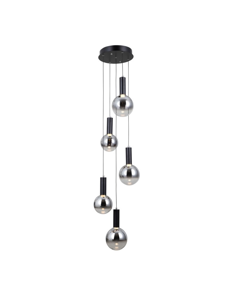 Pendant lamps spheres - ITALUX Strela Pendant 5xLED 25W 3000K matte black PND-34378-5S-BK - product kolory-swiatla.pl 1