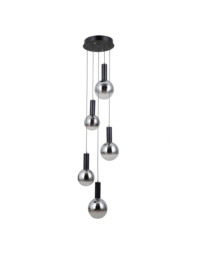 Pendant lamps spheres - ITALUX Strela Pendant 5xLED 25W 3000K matte black PND-34378-5S-BK - product kolory-swiatla.pl 2