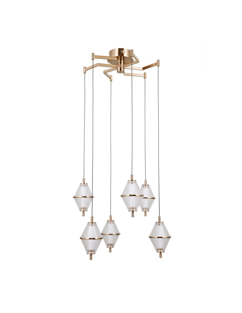 LED pendant lamps - ITALUX Fuente Pendant 6xLED 30W 3000K Gold PND-34395-6-HBR - product kolory-swiatla.pl 4