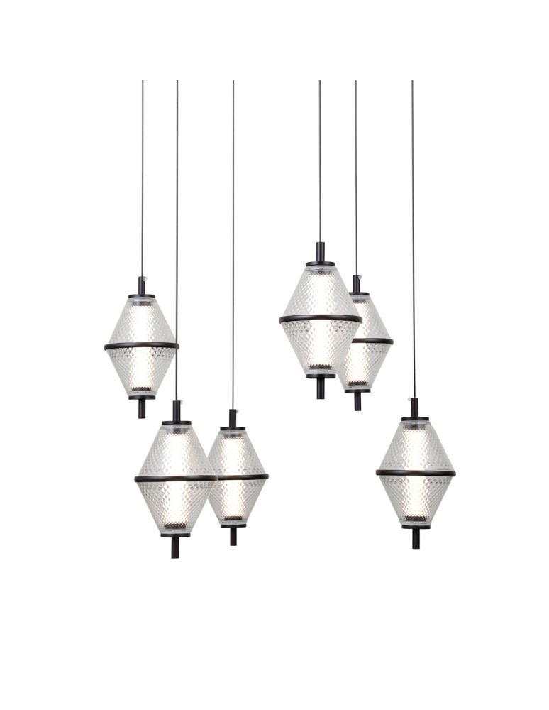 LED pendant lamps - ITALUX Fuente Pendant 6xLED 30W 3000K matte black, chrome PND-34395-6-BK - product kolory-swiatla.pl 2